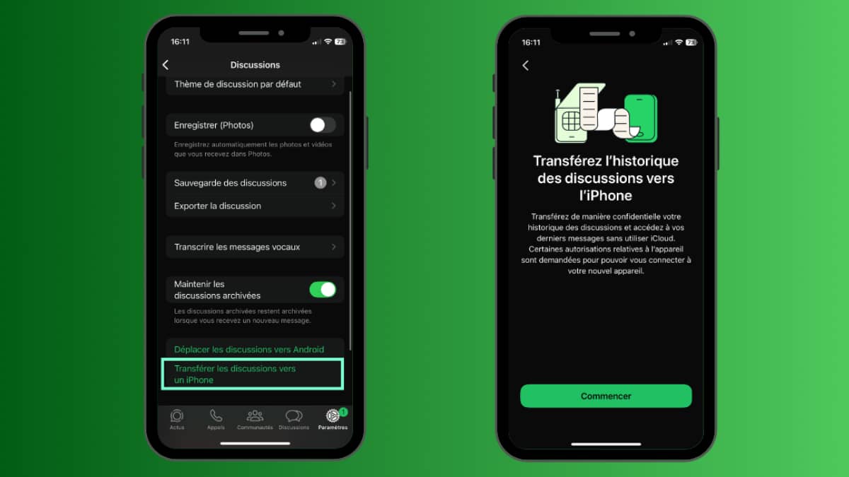 transférer vos discussions WhatsApp